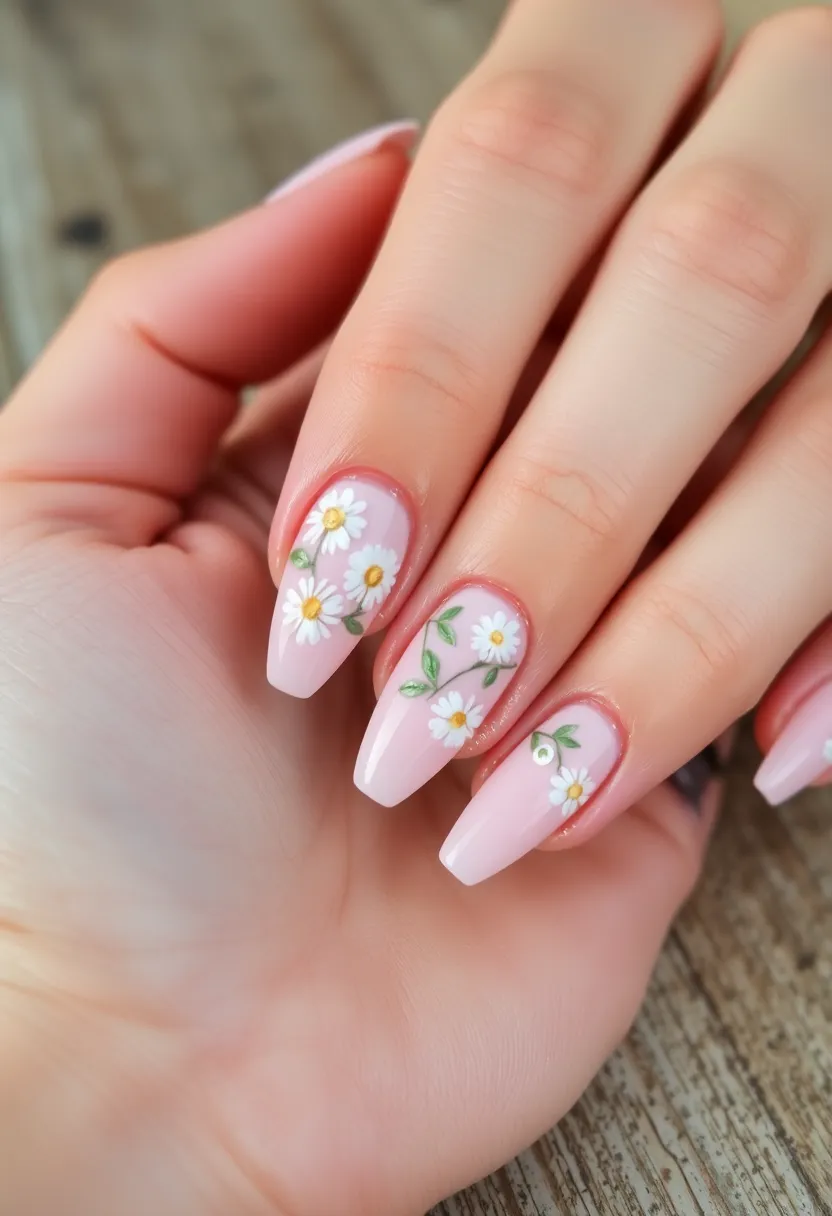 30 Classic Acrylic French Tip Nail Ideas for Eternal Chic - 9. Floral Accents