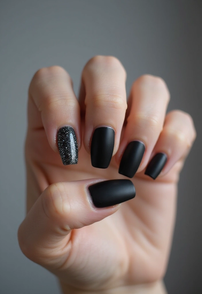 30 Coffin Acrylic Nail Ideas for Dramatic Elegance - 1. Classic Black Matte