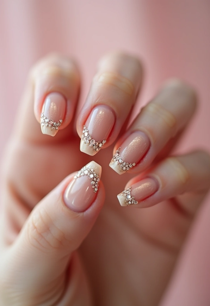 30 Coffin Acrylic Nail Ideas for Dramatic Elegance - 17. Elegant Bejeweled Tips