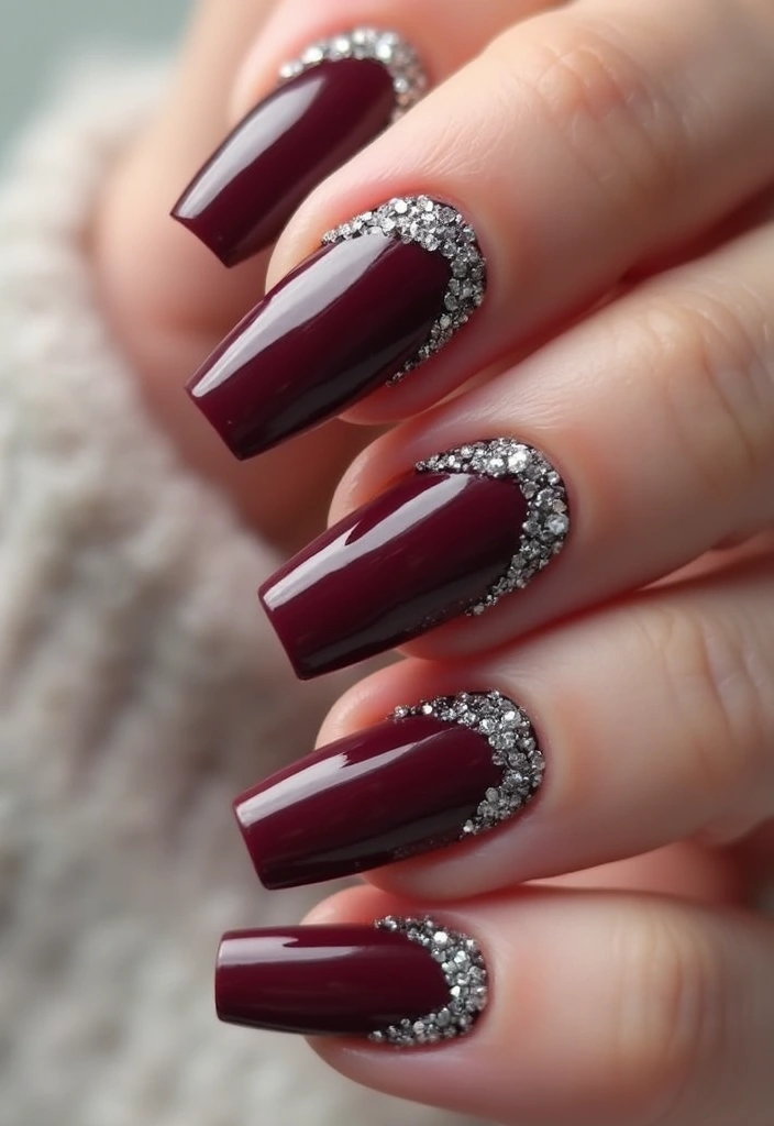 30 Coffin Acrylic Nail Ideas for Dramatic Elegance - 27. Elegant Glitter Frames