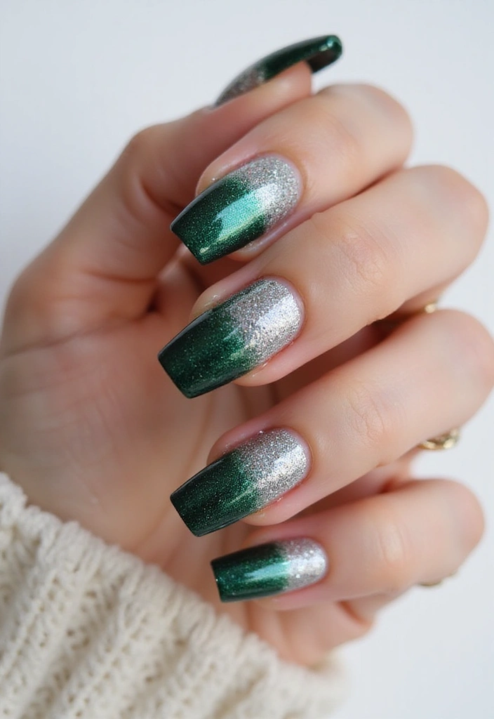 30 Coffin Acrylic Nail Ideas for Dramatic Elegance - 9. Glitter Gradient