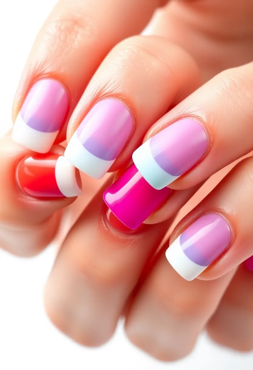 30 Colorful Acrylic French Tip Nail Ideas for Vibrant Twists - 10. Classic Chic with a Twist