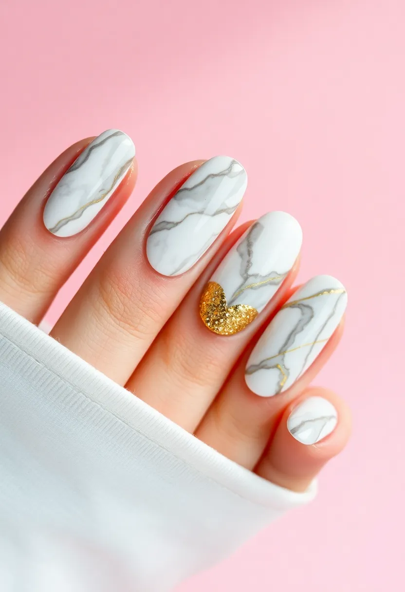 30 Colorful Acrylic French Tip Nail Ideas for Vibrant Twists - 13. Marble Effect