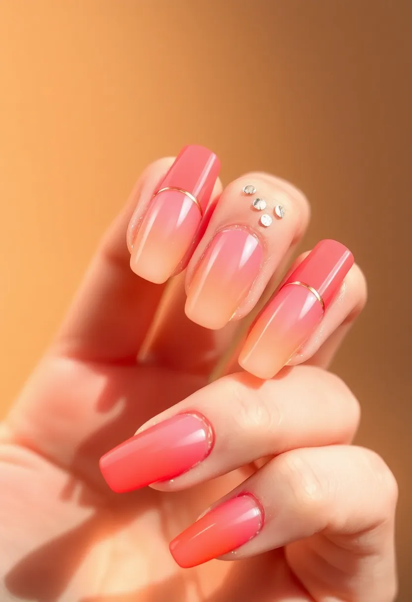 30 Colorful Acrylic French Tip Nail Ideas for Vibrant Twists - 19. Gradient Sunset