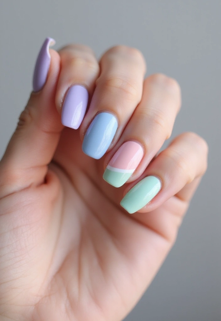 30 Colorful Acrylic French Tip Nail Ideas for Vibrant Twists - 2. Pastel Elegance