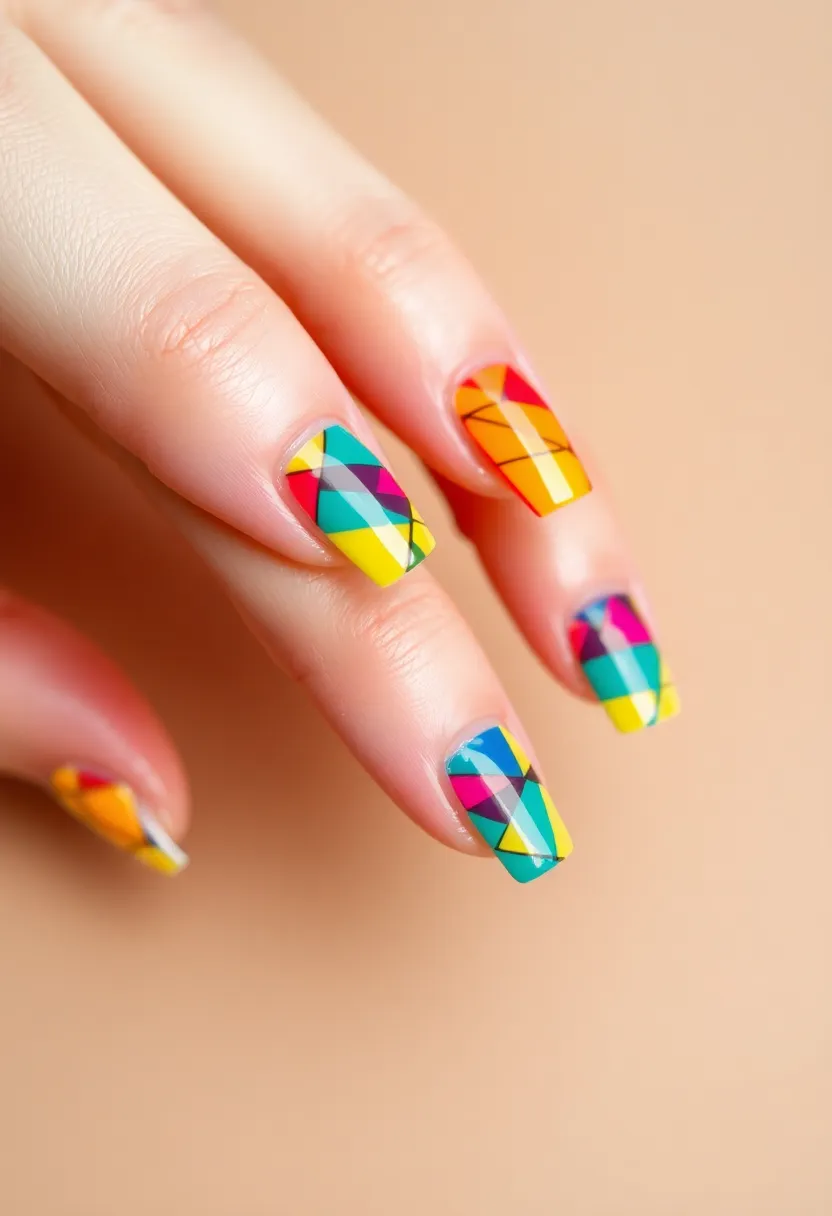 30 Colorful Acrylic French Tip Nail Ideas for Vibrant Twists - 30. Colorful Mosaic