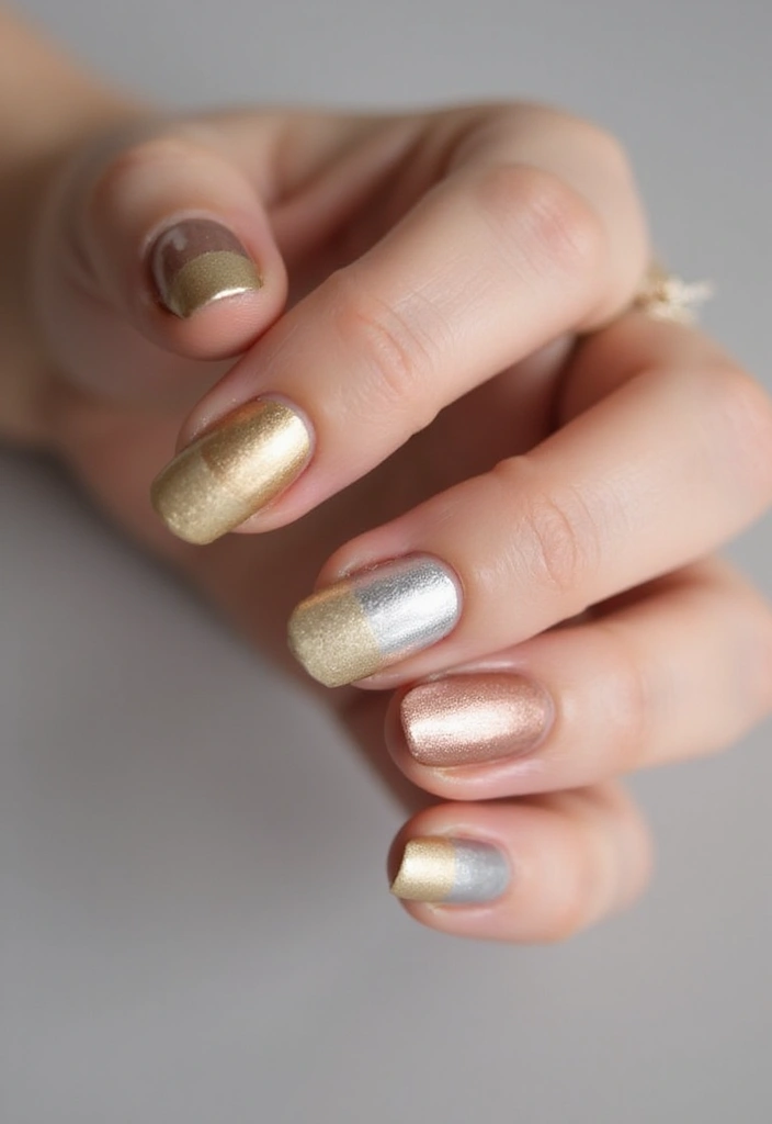30 Colorful Acrylic French Tip Nail Ideas for Vibrant Twists - 8. Metallic Shine