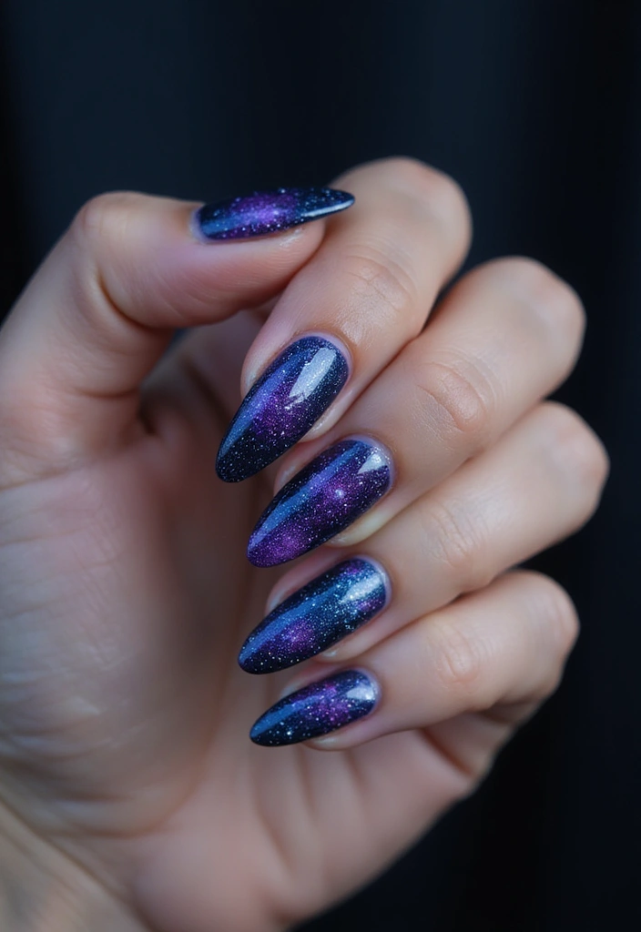30 Colorful Acrylic French Tip Nail Ideas for Vibrant Twists - 9. Cosmic Dreams