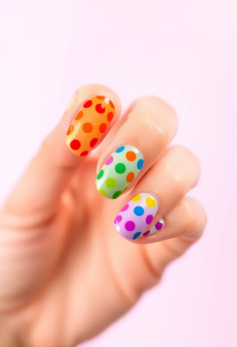 30 Easy Nail Art Design Ideas for Beginners' Instant Wins - 22. Rainbow Dots