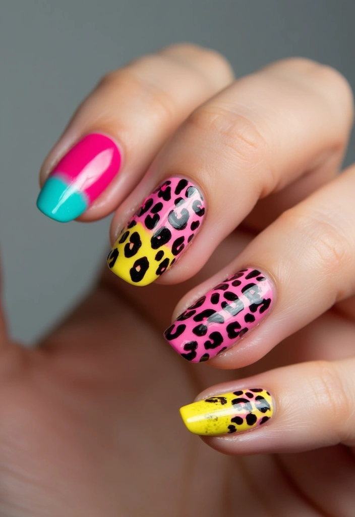 30 Fierce Cheetah Print Nail Ideas for Wild - 13. Cheetah Print with Colorful Tips