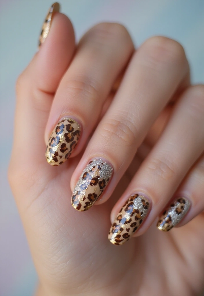30 Fierce Cheetah Print Nail Ideas for Wild - 23. Cheetah Print with Foil Accents