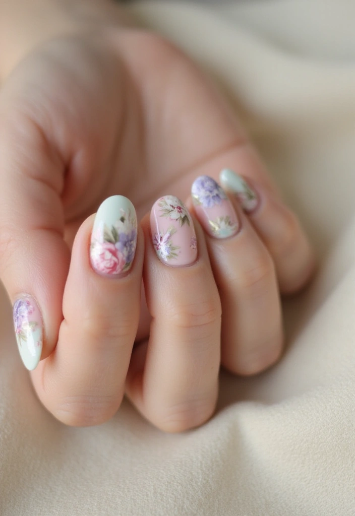 30 Floral Acrylic Nail Ideas for Blooming - 10. Vintage Floral Patterns