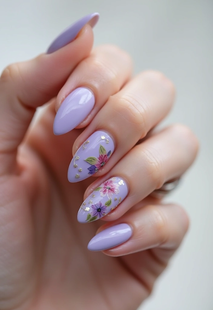 30 Floral Acrylic Nail Ideas for Blooming - 12. Monochromatic Floral Design