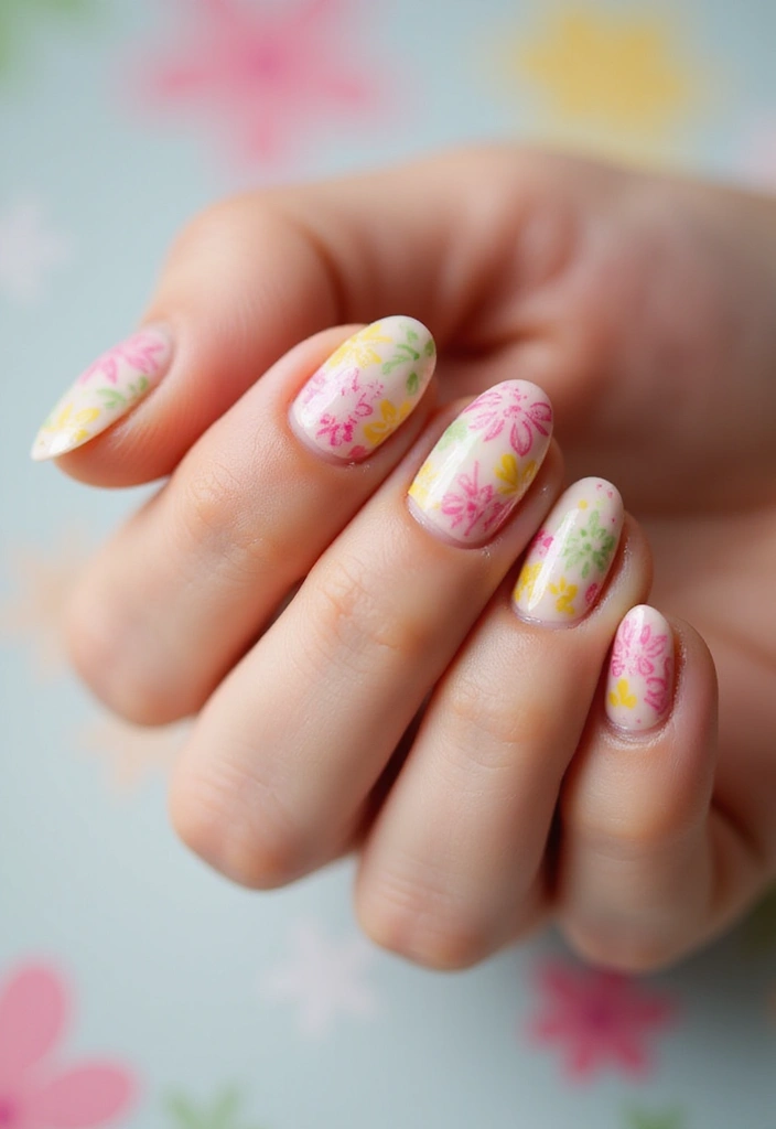 30 Floral Acrylic Nail Ideas for Blooming - 20. Spotty Floral Design