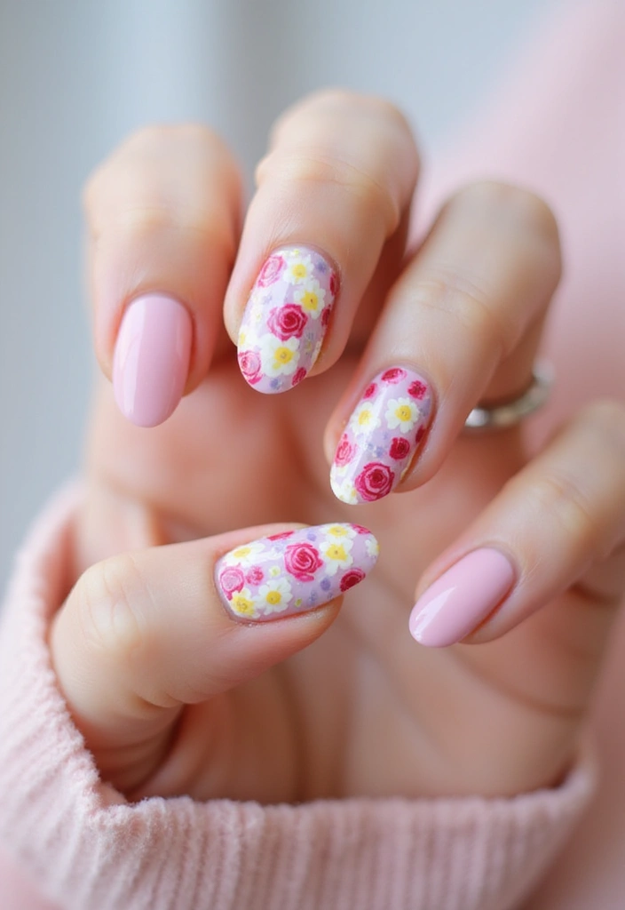 30 Floral Acrylic Nail Ideas for Blooming - 24. Spring Floral Nail Art