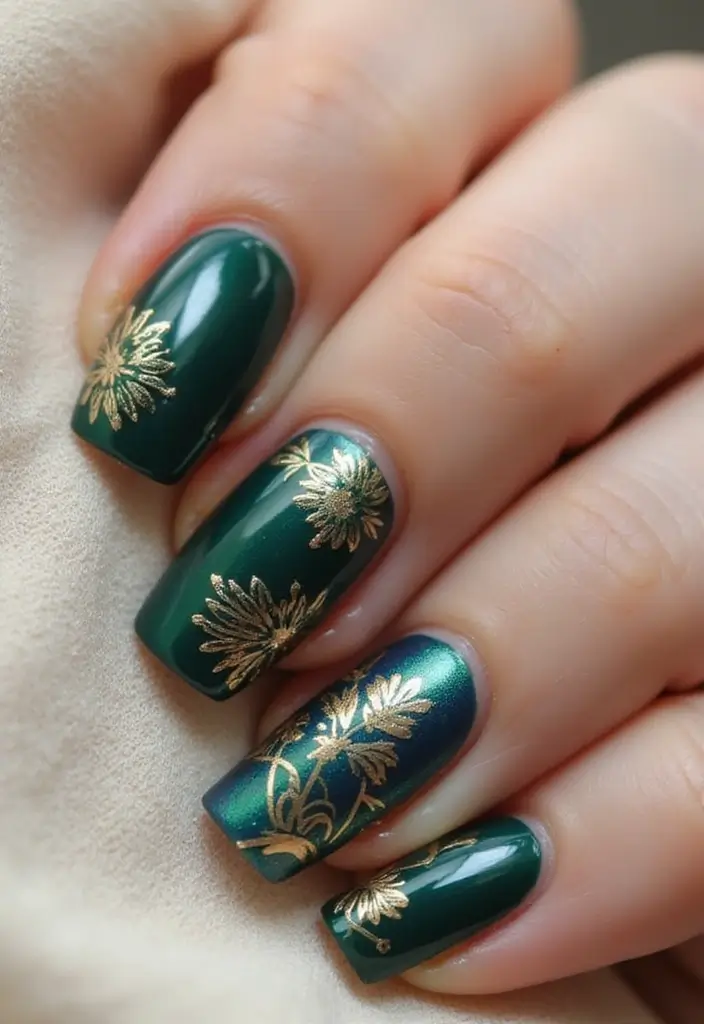 30 Floral Acrylic Nail Ideas for Blooming - 26. Floral Chinoiserie Style
