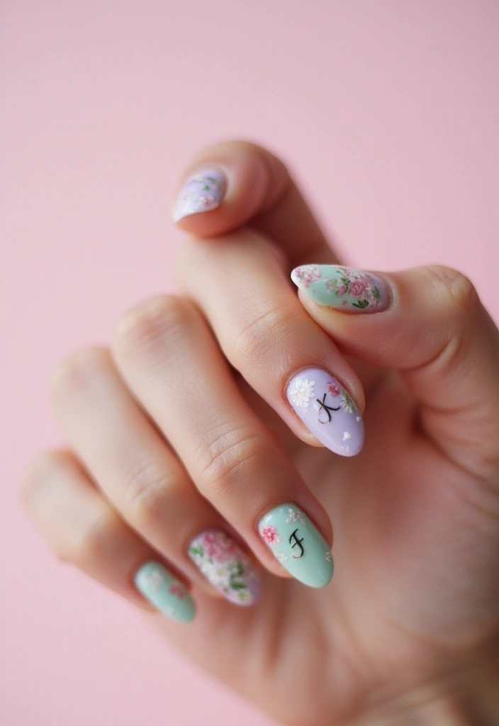 30 Floral Acrylic Nail Ideas for Blooming - 28. Customized Floral Names