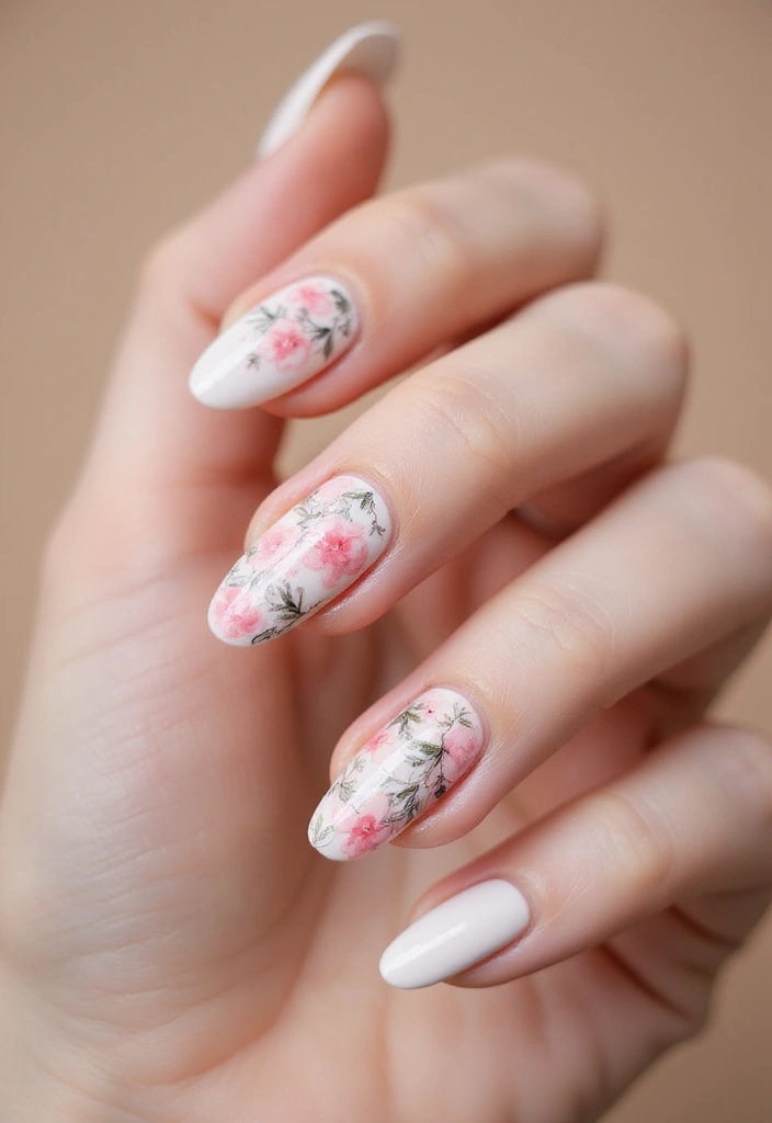 30 Floral Acrylic Nail Ideas for Blooming - 29. Negative Space Floral Design