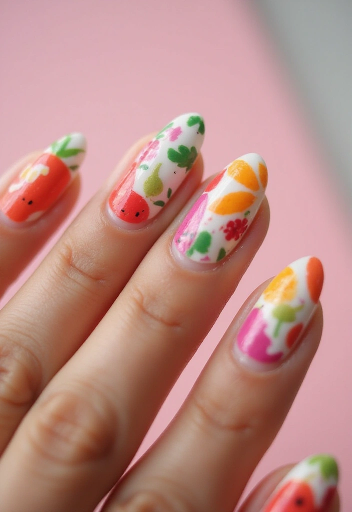 30 Fresh Spring Nail Inspirations for Blooming Beauty and Bold Vibes - 10. Seasonal Fruit Florals