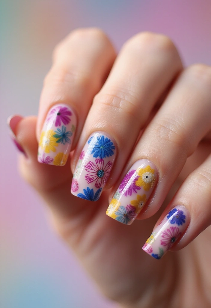 30 Fresh Spring Nail Inspirations for Blooming Beauty and Bold Vibes - 14. Artistic Abstract Flowers
