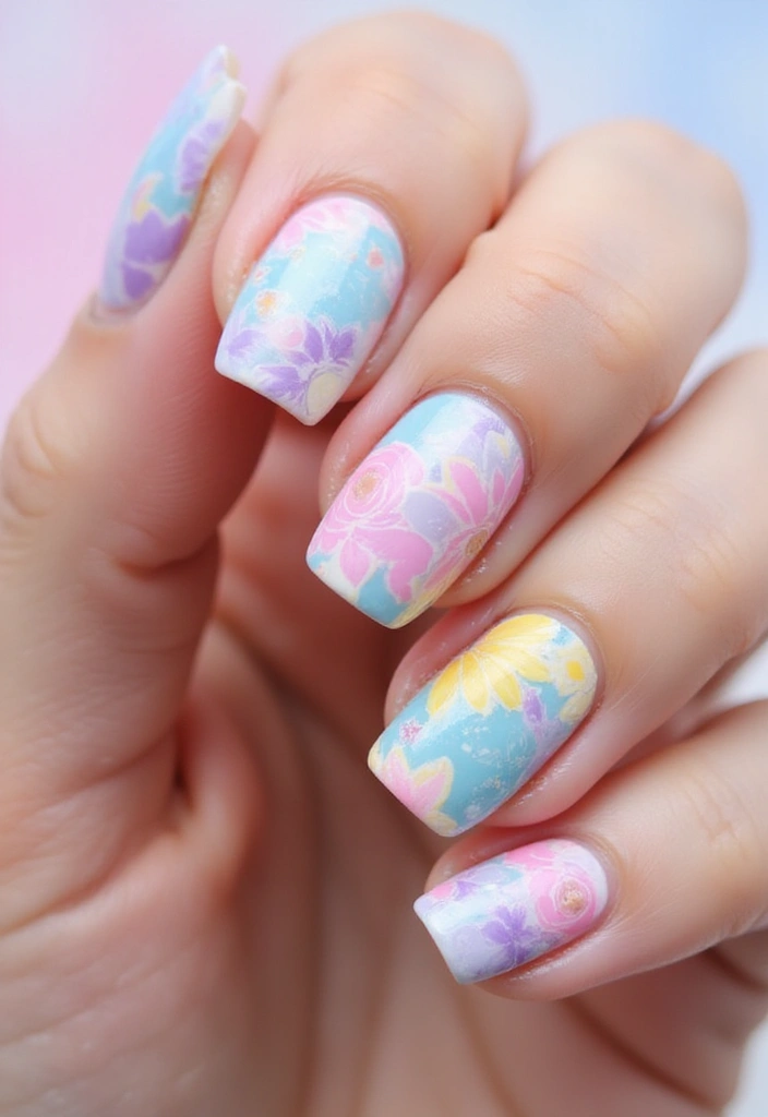 30 Fresh Spring Nail Inspirations for Blooming Beauty and Bold Vibes - 17. Floral Water Marble