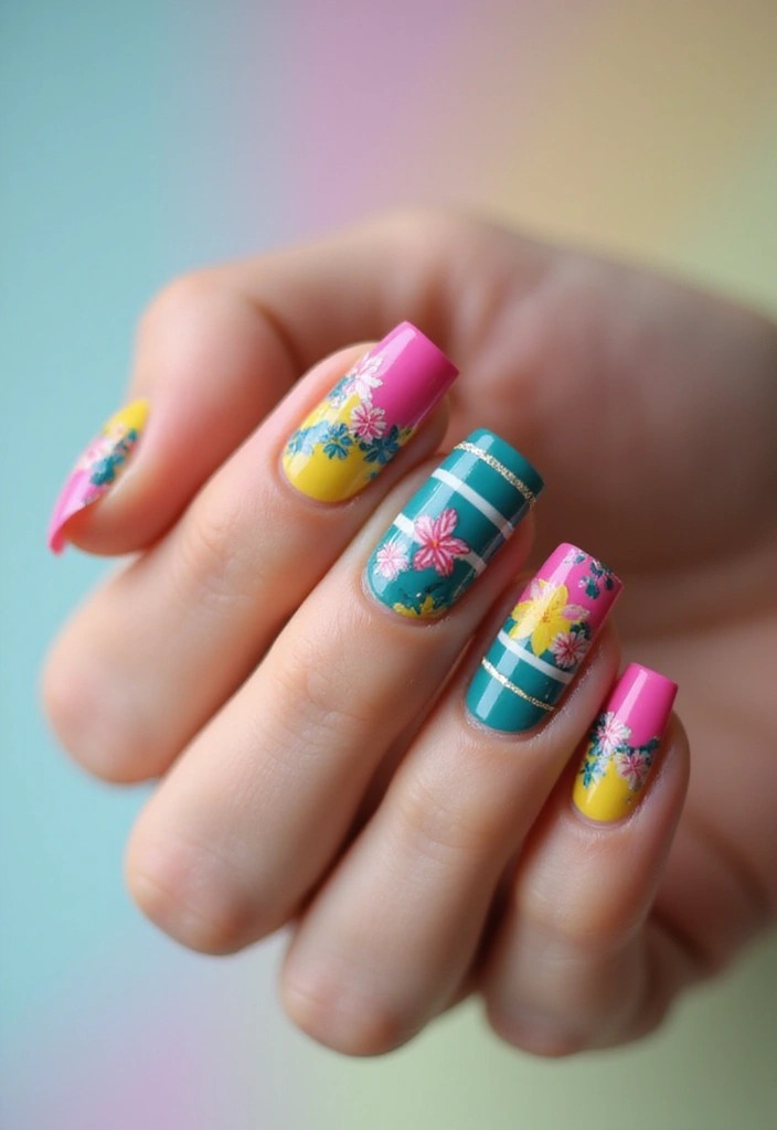 30 Fresh Spring Nail Inspirations for Blooming Beauty and Bold Vibes - 20. Floral Stripes