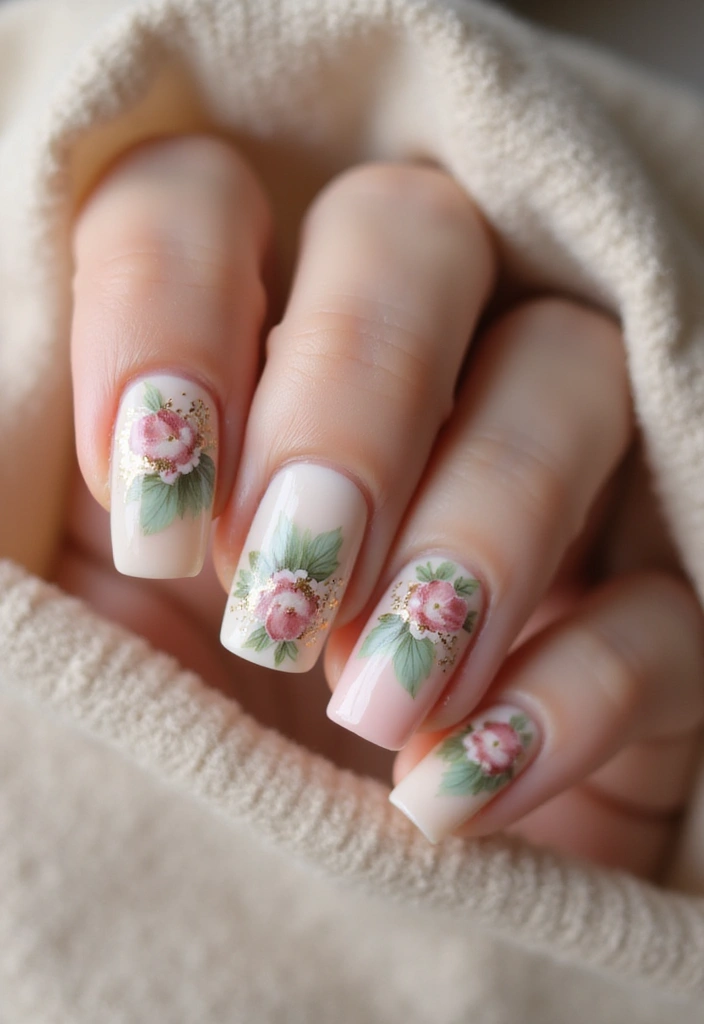30 Fresh Spring Nail Inspirations for Blooming Beauty and Bold Vibes - 21. Vintage Floral