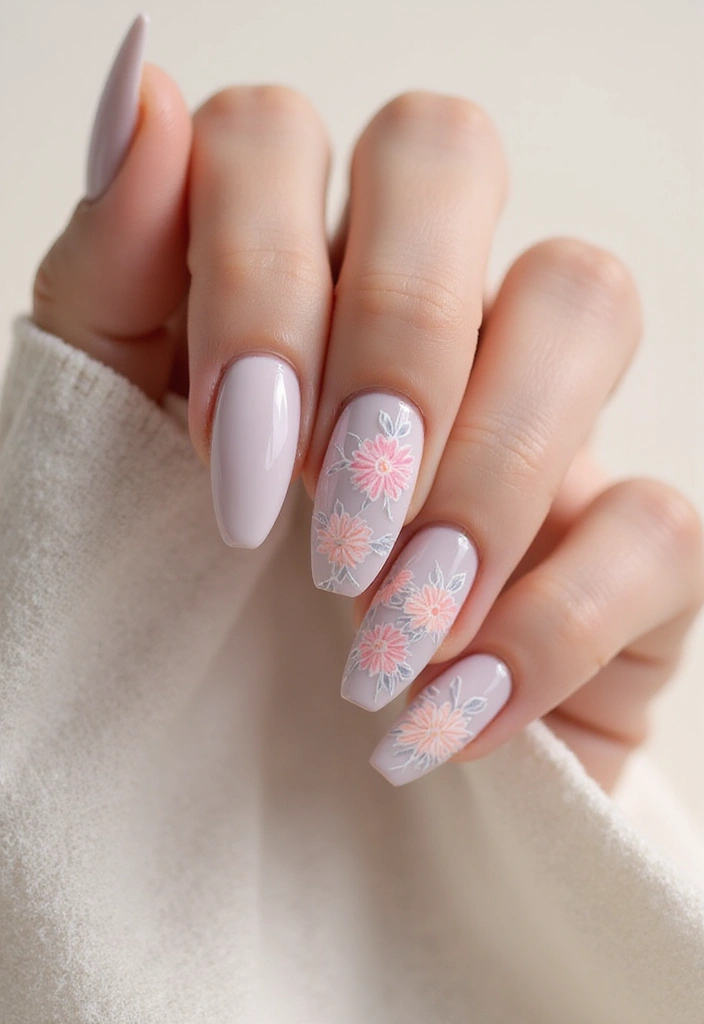 30 Fresh Spring Nail Inspirations for Blooming Beauty and Bold Vibes - 24. Simple Line Art Flowers
