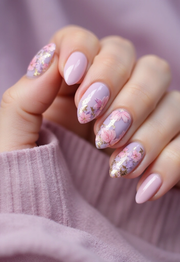 30 Fresh Spring Nail Inspirations for Blooming Beauty and Bold Vibes - 26. Chic Floral Accents with Metallic
