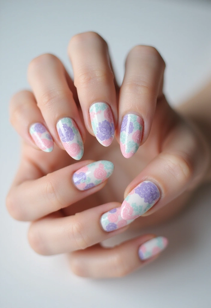 30 Fresh Spring Nail Inspirations for Blooming Beauty and Bold Vibes - 27. Floral Geometric Patterns
