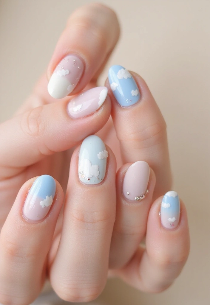 30 Freshly Done Nail Ideas for Post-Salon - 15. Ethereal Clouds
