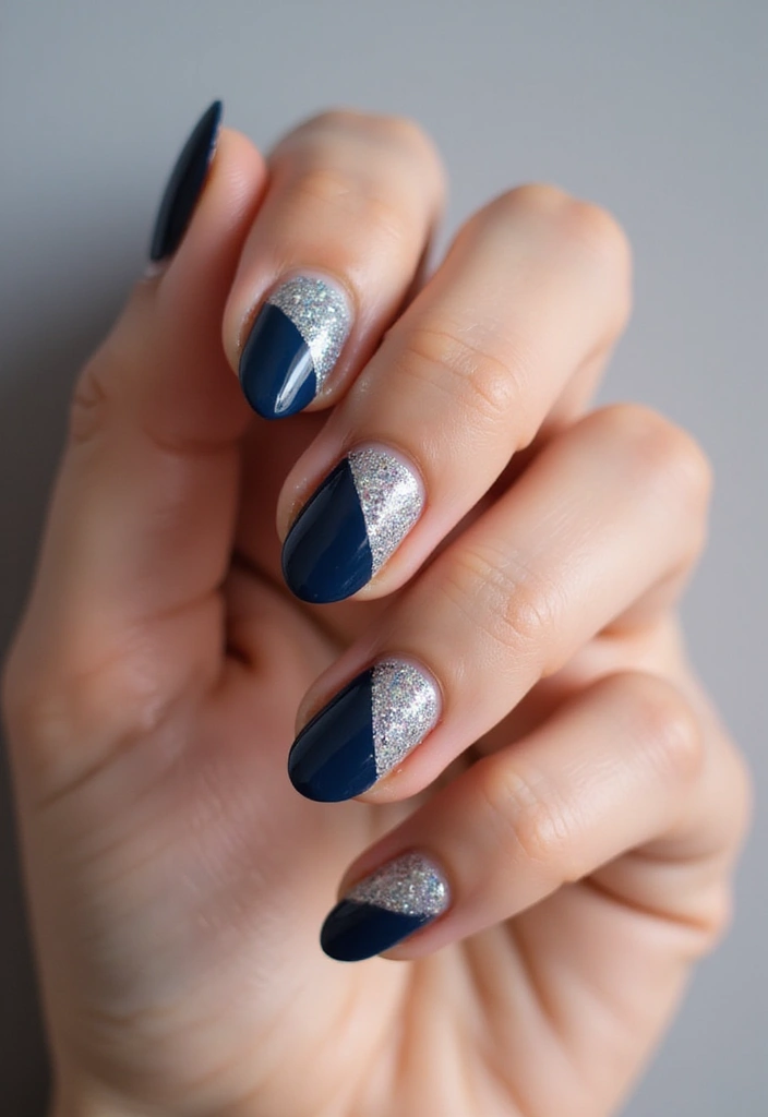 30 Freshly Done Nail Ideas for Post-Salon - 19. Glittering Half-Moons
