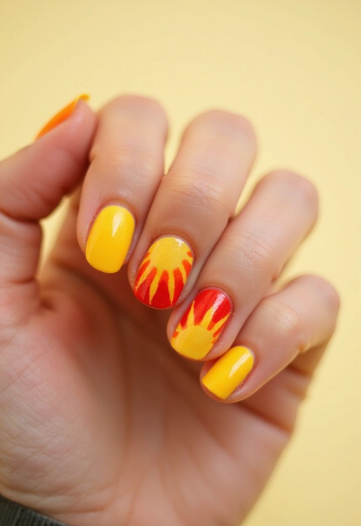 30 Freshly Done Nail Ideas for Post-Salon - 25. Sunburst Empyrean