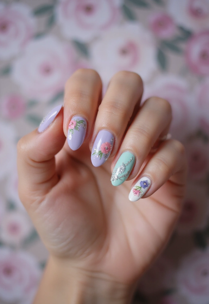 30 Freshly Done Nail Ideas for Post-Salon - 3. Floral Elegance