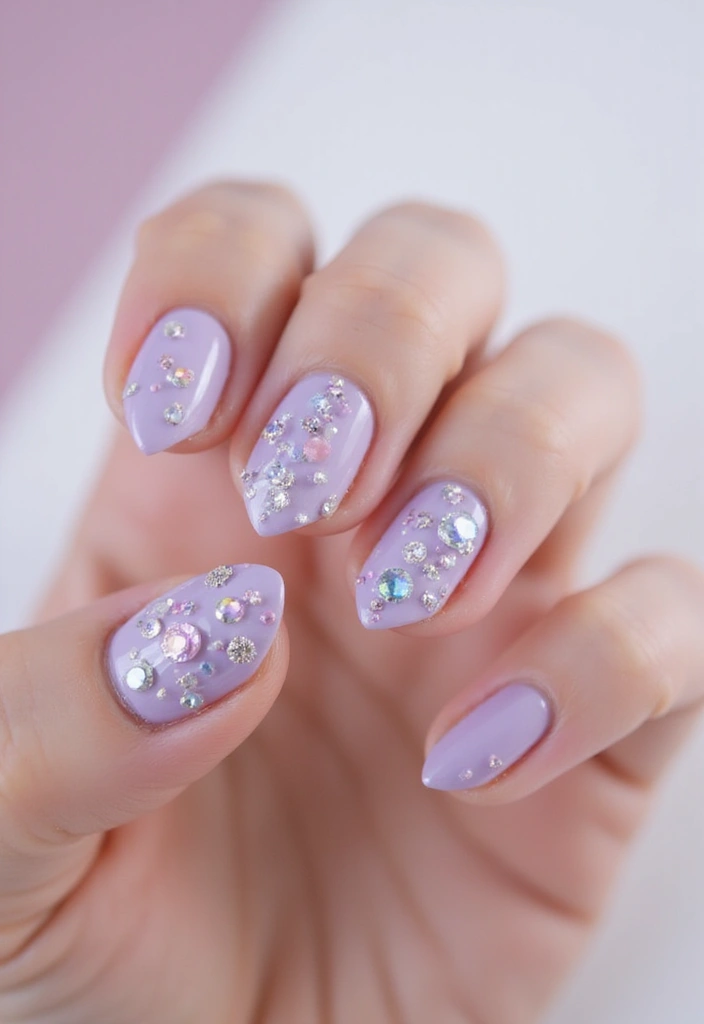 30 Gem-Adorned Nail Ideas for Sparkling Elegance - 1. Crystal Pearls and Pastels