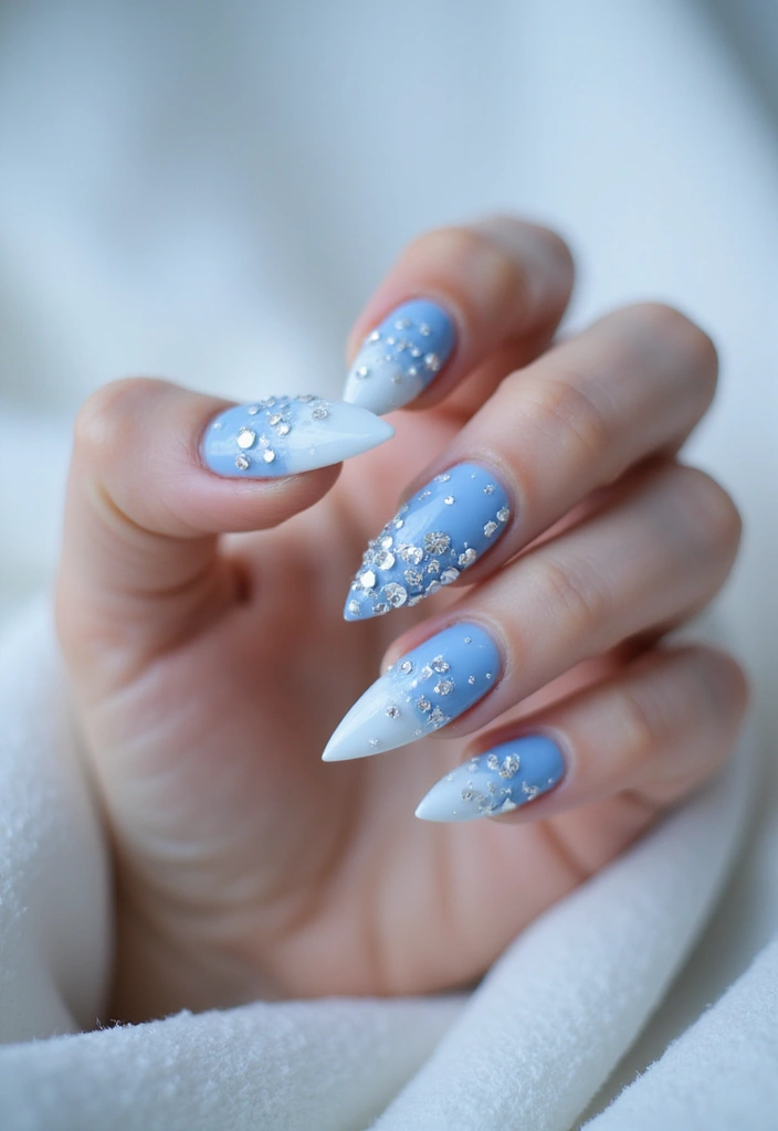 30 Gem-Adorned Nail Ideas for Sparkling Elegance - 19. Frosted Elegance