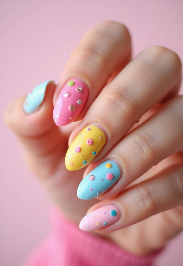 30 Gem-Adorned Nail Ideas for Sparkling Elegance - 26. Whimsical Dots