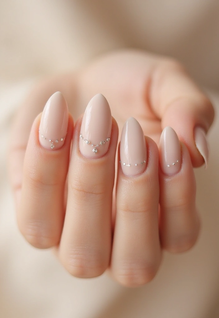 30 Gem-Adorned Nail Ideas for Sparkling Elegance - 28. Subtle Shine