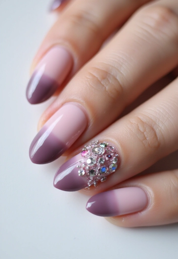 30 Gem-Adorned Nail Ideas for Sparkling Elegance - 6. Ombre Sparkle
