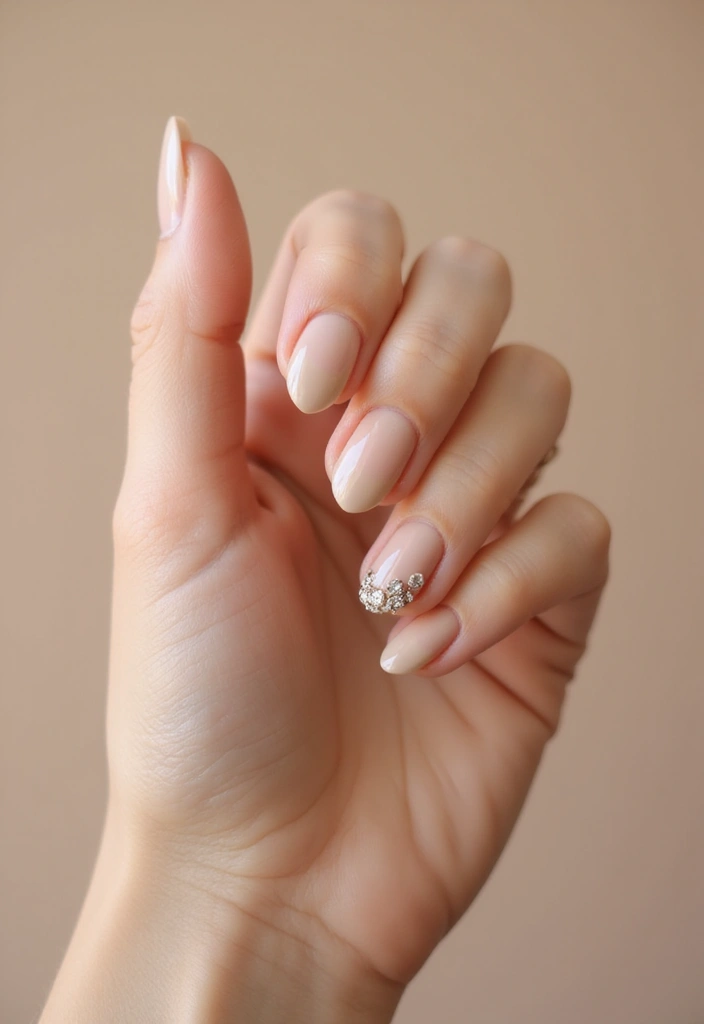 30 Gem-Adorned Nail Ideas for Sparkling Elegance - 7. Minimalistic Bling