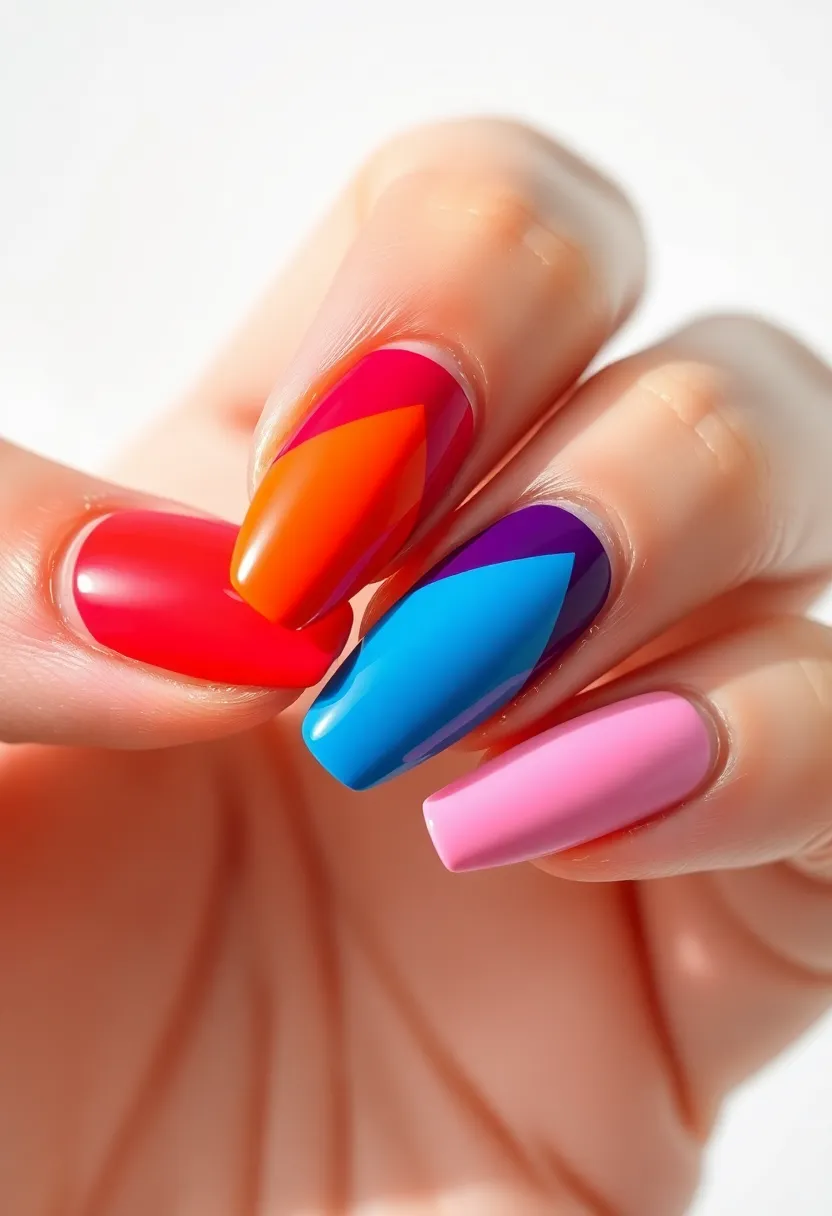 30 Graceful Almond Nail Ideas for Feminine - 12. Color Block Chic