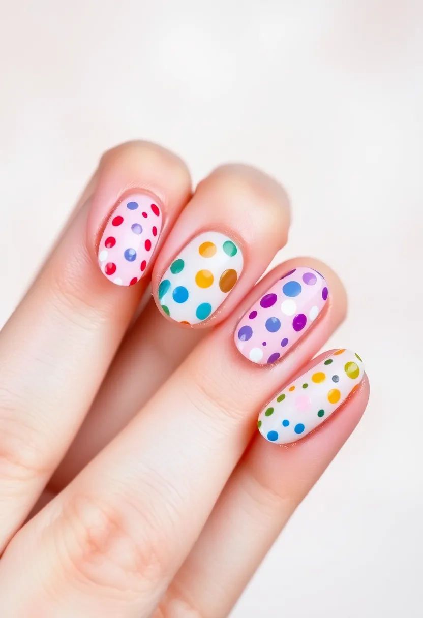 30 Graceful Almond Nail Ideas for Feminine - 14. Whimsical Dot Patterns