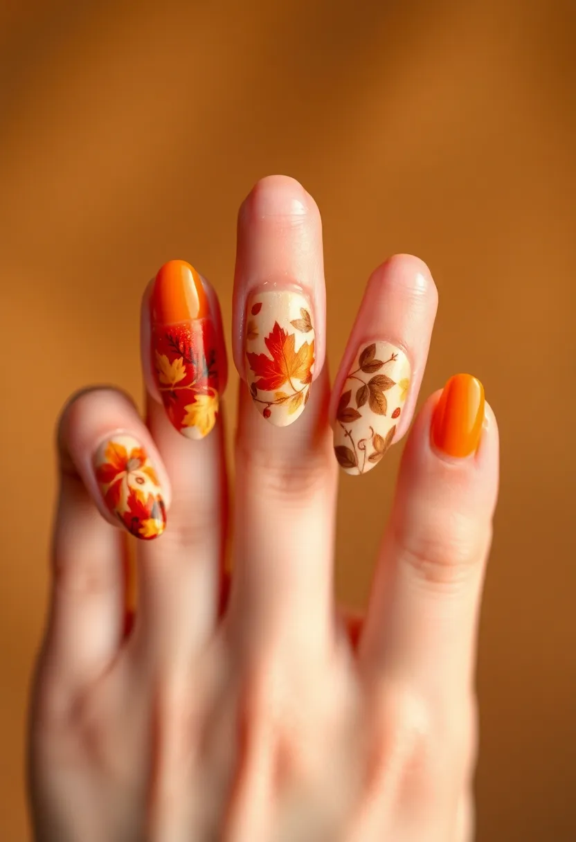 30 Graceful Almond Nail Ideas for Feminine - 17. Seasonal Vibes