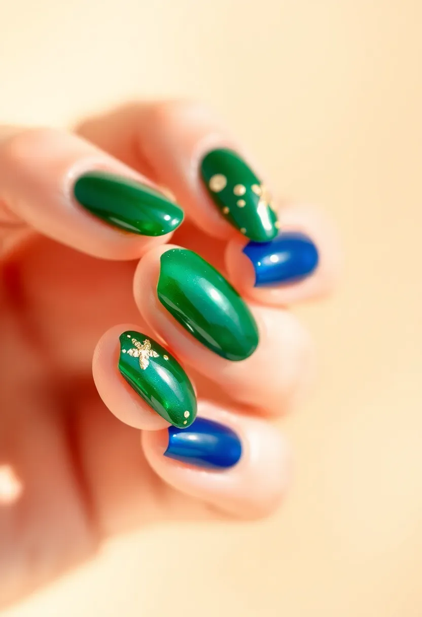 30 Graceful Almond Nail Ideas for Feminine - 21. Elegant Jewel Tones