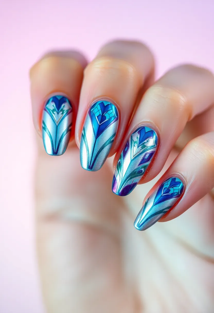 30 Graceful Almond Nail Ideas for Feminine - 22. Futuristic Designs