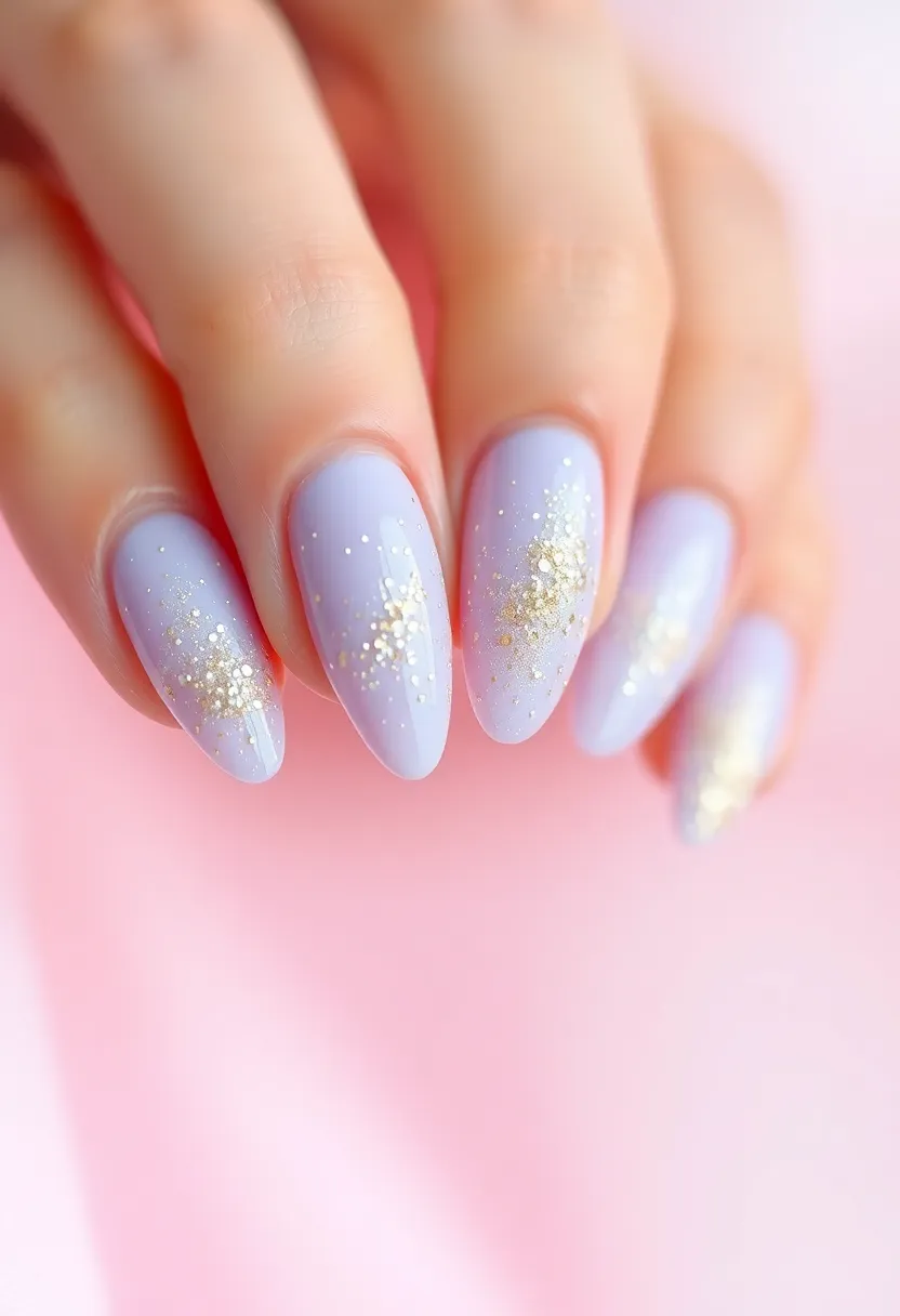 30 Graceful Almond Nail Ideas for Feminine - 24. Ethereal Glitter Dust