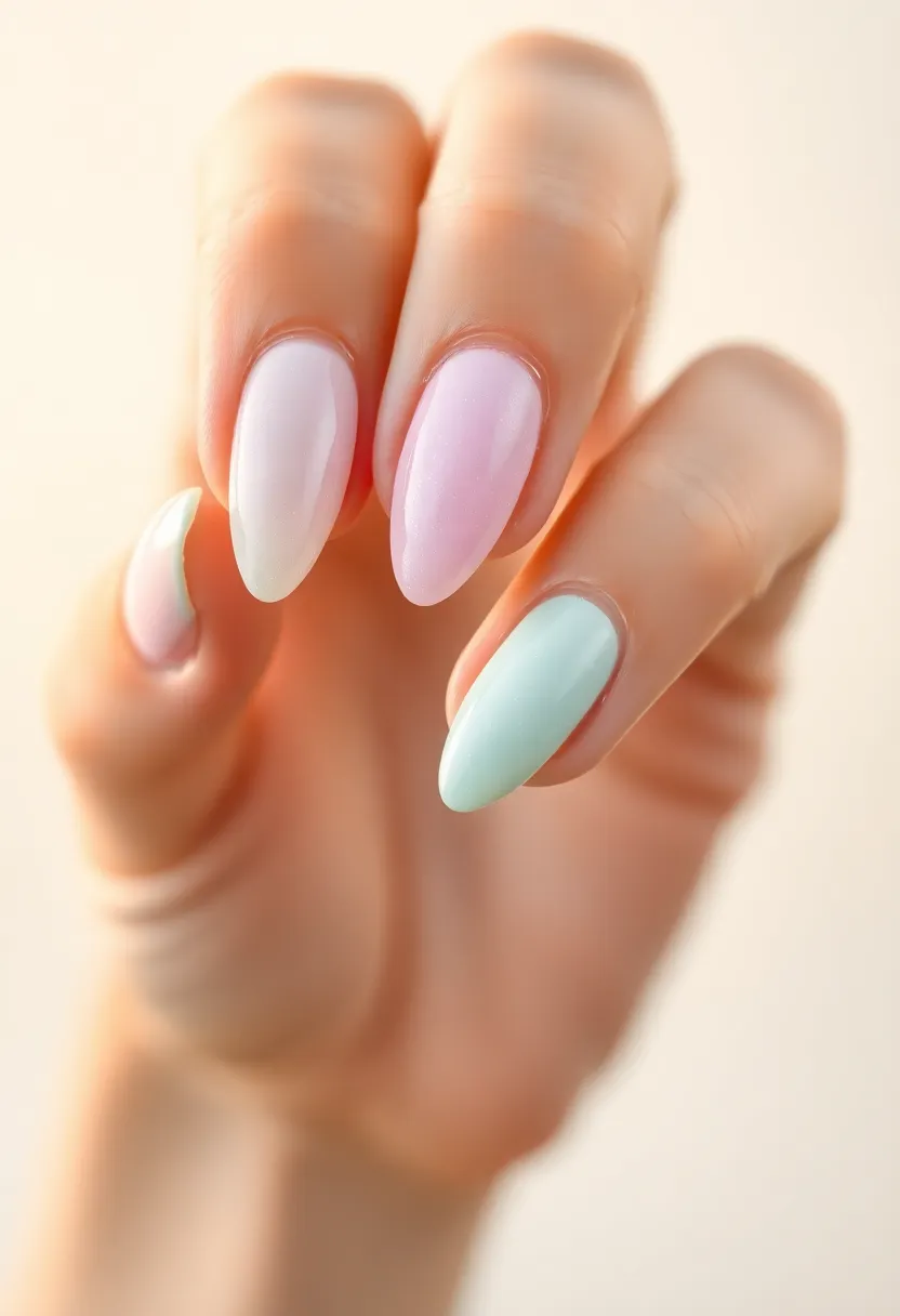 30 Graceful Almond Nail Ideas for Feminine - 29. Soft Touch Glitter