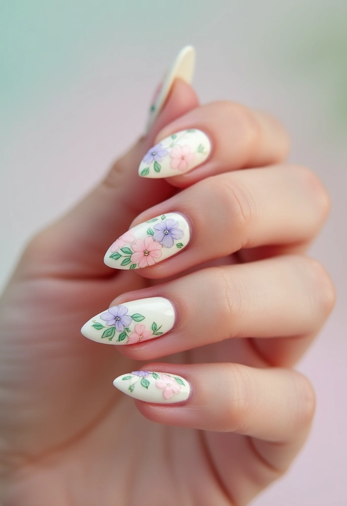 30 Graceful Almond Nail Ideas for Feminine - 4. Dainty Floral Accents