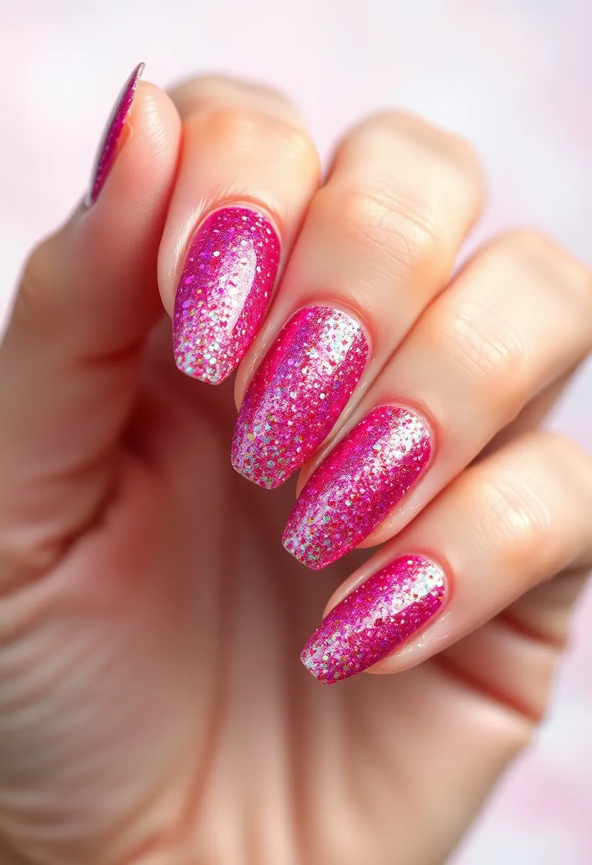 30 Graceful Almond Nail Ideas for Feminine - 5. Glitter Glam