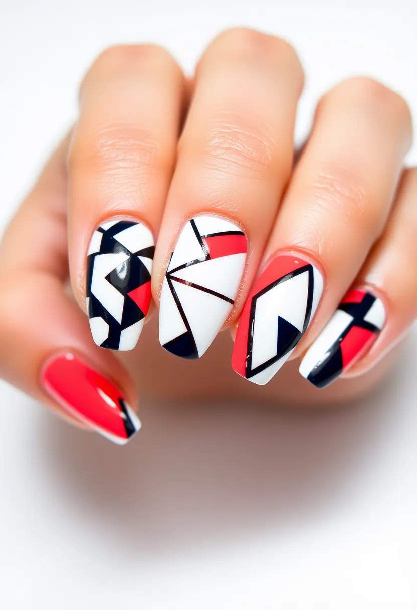 30 Graceful Almond Nail Ideas for Feminine - 6. Chic Geometric Patterns